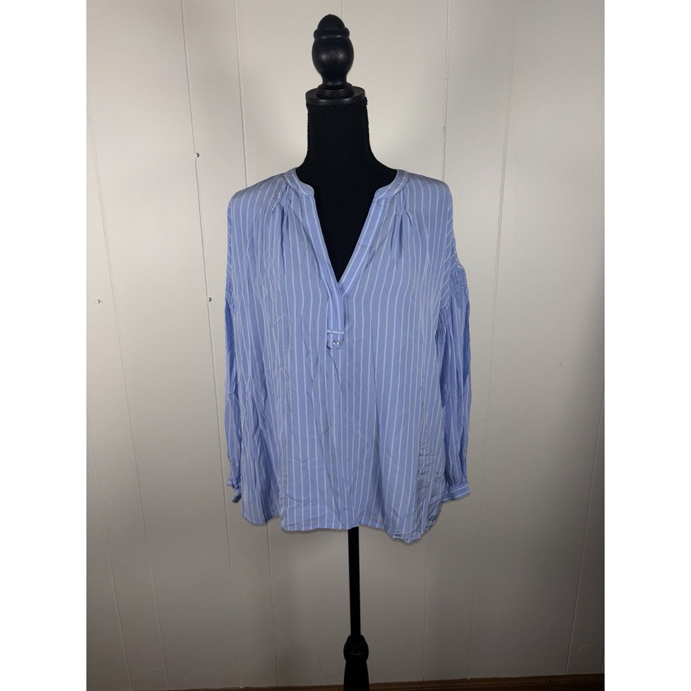 Joie Womens Azabeth Blue Striped Henley Shirt Blouse Top Sz Small